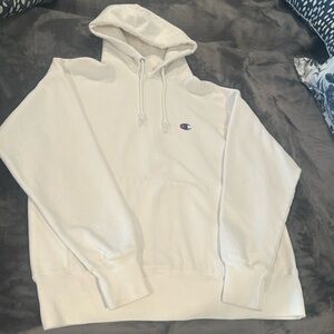 Champion reverse weave white hooded sweatshirt